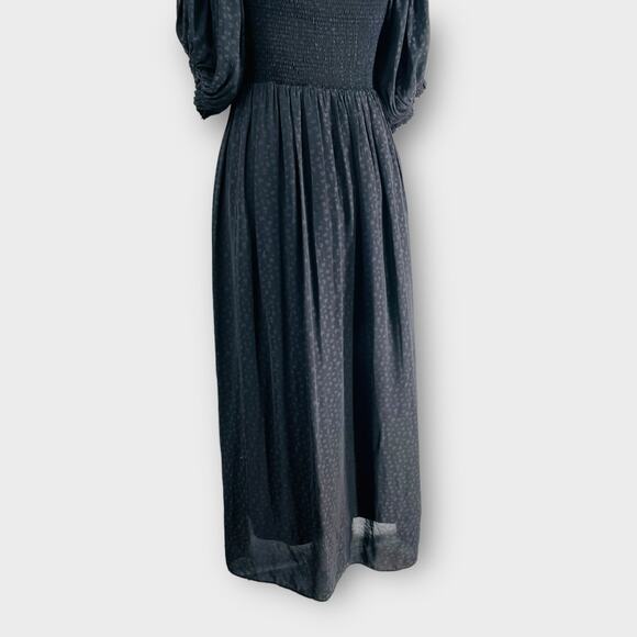 Hatch Black Dress Floral Smocked Puff Sleeve Evening Maternity Dress Pockets 2 - Picture 8 of 9